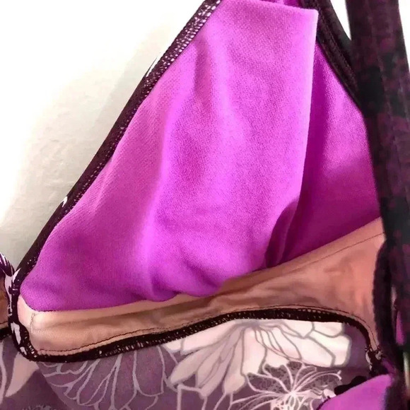 Athleta Purple Floral Ruched Tankini / Bikini Top - Picture 6 of 10